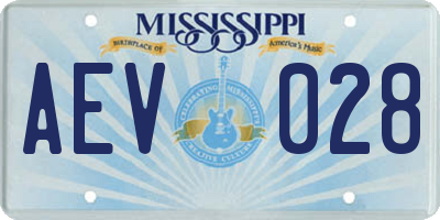 MS license plate AEV028