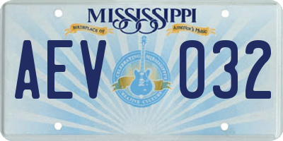MS license plate AEV032