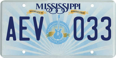 MS license plate AEV033