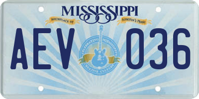 MS license plate AEV036