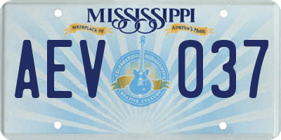 MS license plate AEV037