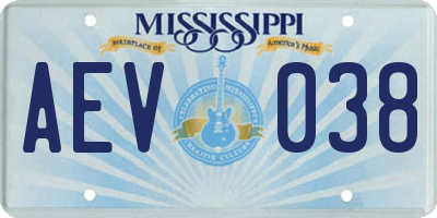 MS license plate AEV038