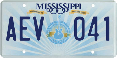 MS license plate AEV041