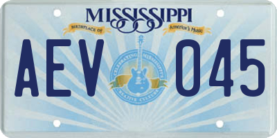 MS license plate AEV045