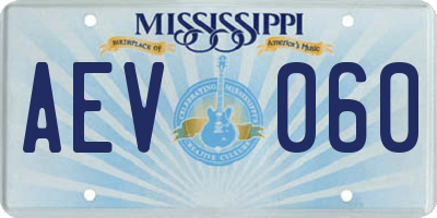 MS license plate AEV060