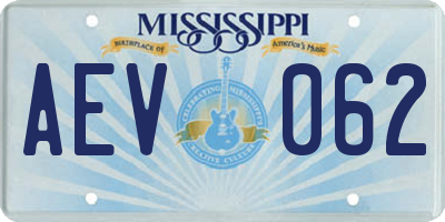 MS license plate AEV062