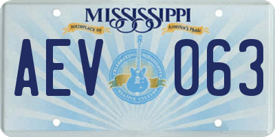 MS license plate AEV063