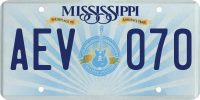 MS license plate AEV070