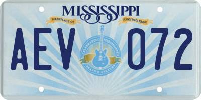 MS license plate AEV072