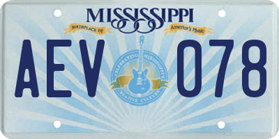 MS license plate AEV078