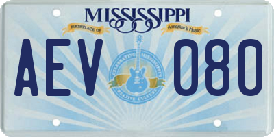 MS license plate AEV080