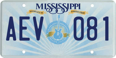 MS license plate AEV081