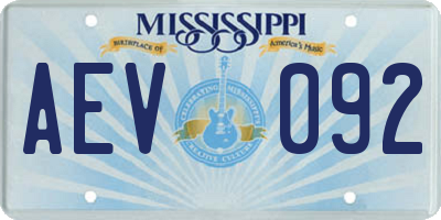 MS license plate AEV092