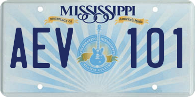 MS license plate AEV101