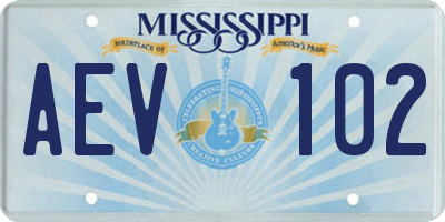 MS license plate AEV102