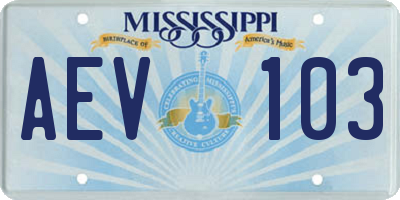 MS license plate AEV103