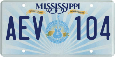 MS license plate AEV104