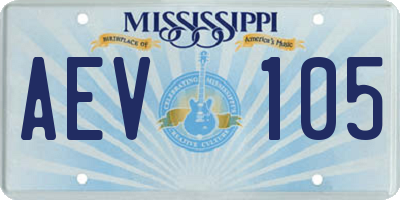 MS license plate AEV105