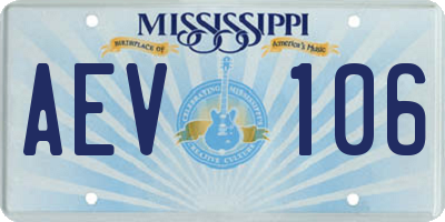 MS license plate AEV106