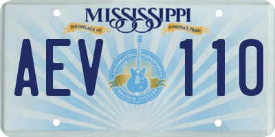 MS license plate AEV110