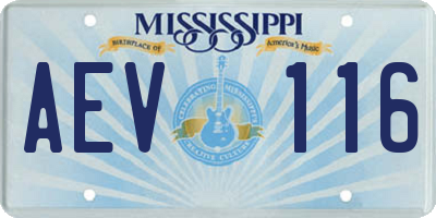 MS license plate AEV116