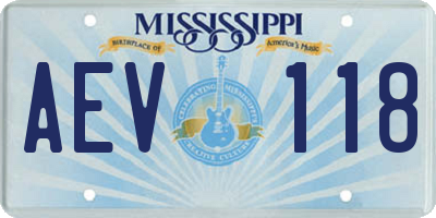 MS license plate AEV118