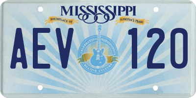 MS license plate AEV120