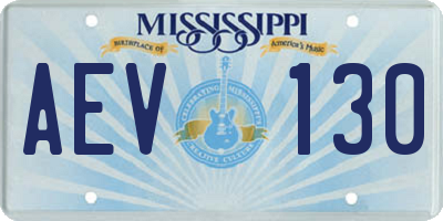 MS license plate AEV130