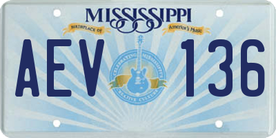 MS license plate AEV136