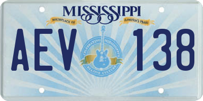 MS license plate AEV138