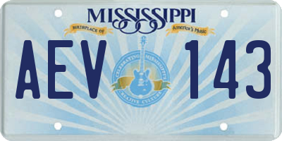 MS license plate AEV143
