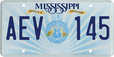 MS license plate AEV145