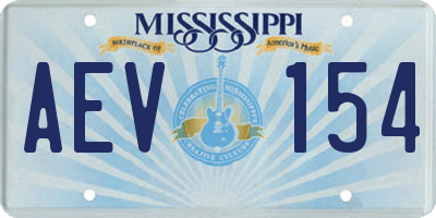 MS license plate AEV154