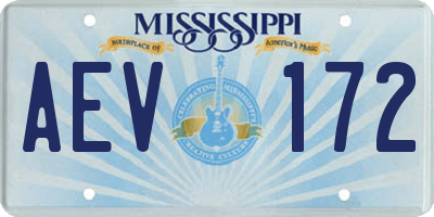 MS license plate AEV172