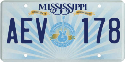 MS license plate AEV178