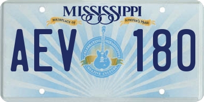 MS license plate AEV180