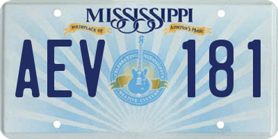 MS license plate AEV181