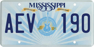 MS license plate AEV190