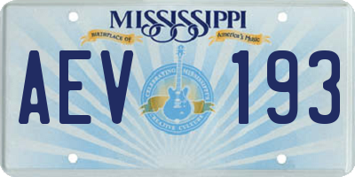 MS license plate AEV193