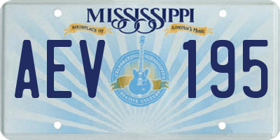 MS license plate AEV195