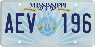 MS license plate AEV196