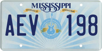 MS license plate AEV198