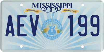 MS license plate AEV199