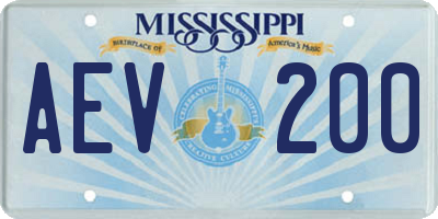 MS license plate AEV200