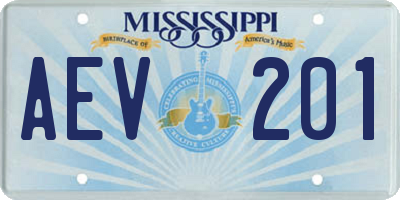 MS license plate AEV201