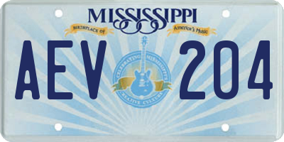 MS license plate AEV204