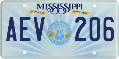 MS license plate AEV206
