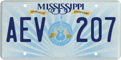 MS license plate AEV207