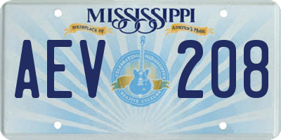 MS license plate AEV208