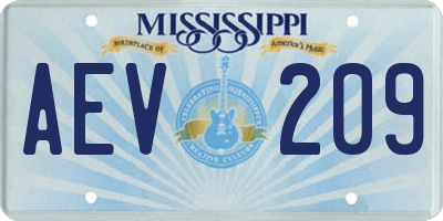 MS license plate AEV209